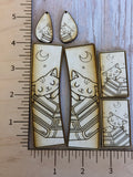 Cat with books Claw Clip and earrings