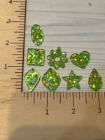 Lime Green Holographic Hex Glitter Acrylic