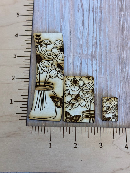 Mason Jar with Flowers Claw Clip and Earring