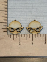 Skull with Cat Eye Glasses Layered