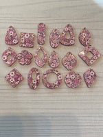 Dusty Pink Floral on Pink Glitter Acrylic