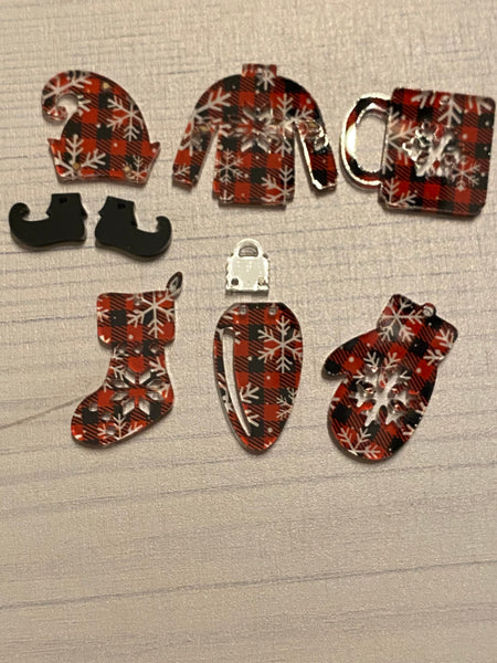 Red Buffalo plaid with snowflakes Acrylic