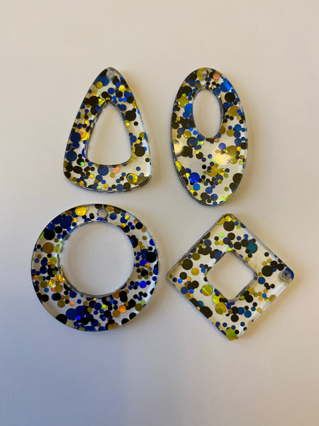 Blue/gold Polka Dots acrylic