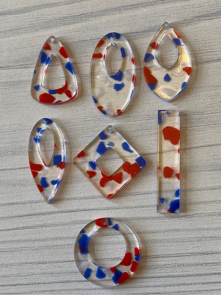 Red white and blue terrazzo acrylic