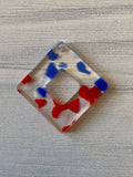 Red white and blue terrazzo acrylic