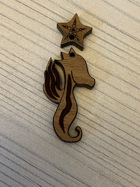Seahorse with Starfish Wood Blank