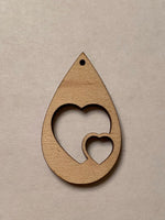 Teardrop Double Hearts Wood Blank