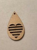 Teardrop Slotted Hearts Wood Blank