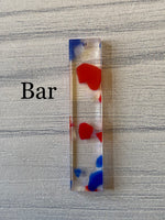 Red white and blue terrazzo acrylic