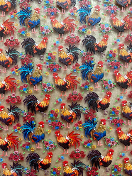 Roosters and Flowers Acrylic