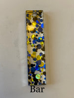 Blue/gold Polka Dots acrylic