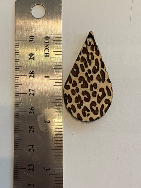 Leopard engraved Teardrop Wood Blank