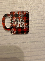 Red Buffalo plaid with snowflakes Acrylic