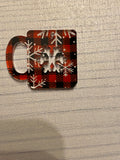 Red Buffalo plaid with snowflakes Acrylic