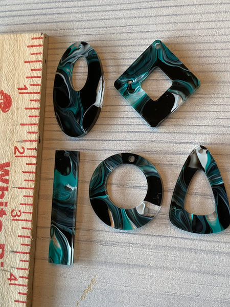 Black and Teal Swirls Acrylic